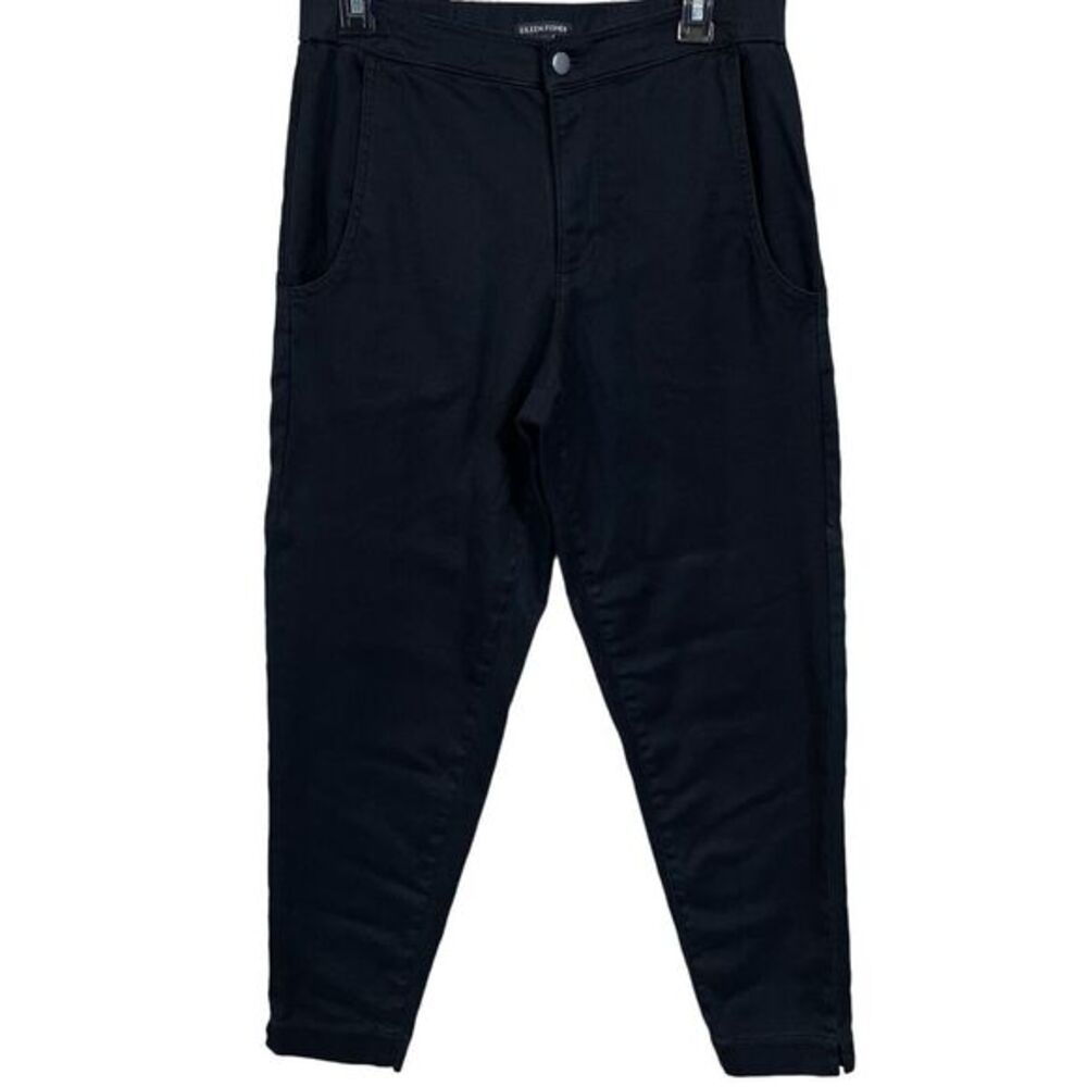 Eileen Fisher Womens Pants Black Small Petite Organic Cotton High Waist Office‎
